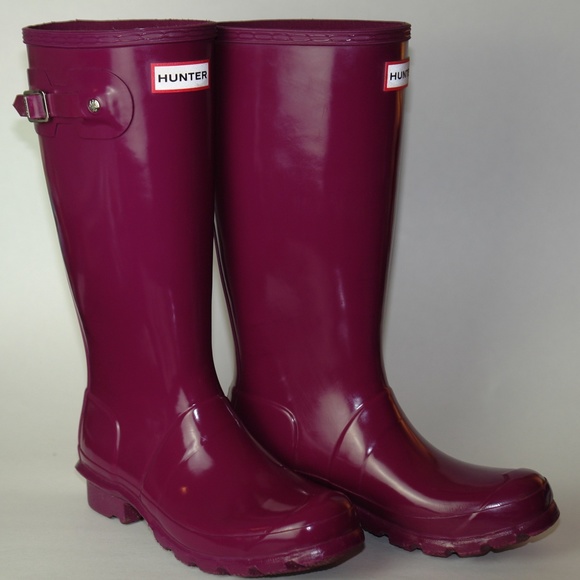 Girl's Hunter Tall Gloss Rain Boot Violet Purple 5 - Picture 1 of 5